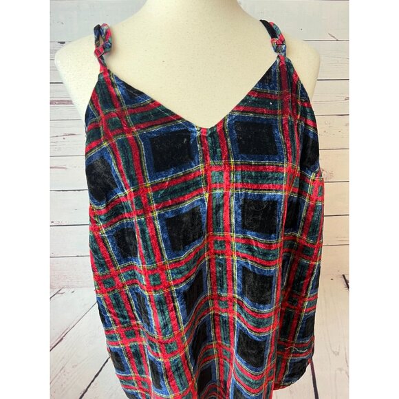Torrid Sophie‎ Velvet Swing Cami Top 00 Plaid Holiday whimsigoth Medium Large - Picture 11 of 14